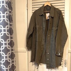 MISSGUIDED Distressed Oversized Pocket Shirt Dress